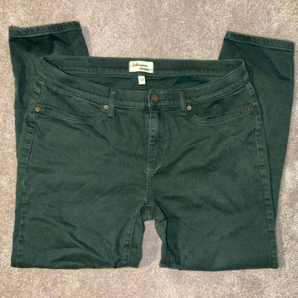 Lakeview Denim Jeans/Jeggings - Forrest Green, Size 33 - Picture 3 of 6
